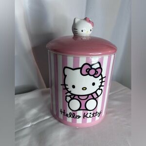 Hello Kitty Pink Striped Ceramic Cookie Jar
